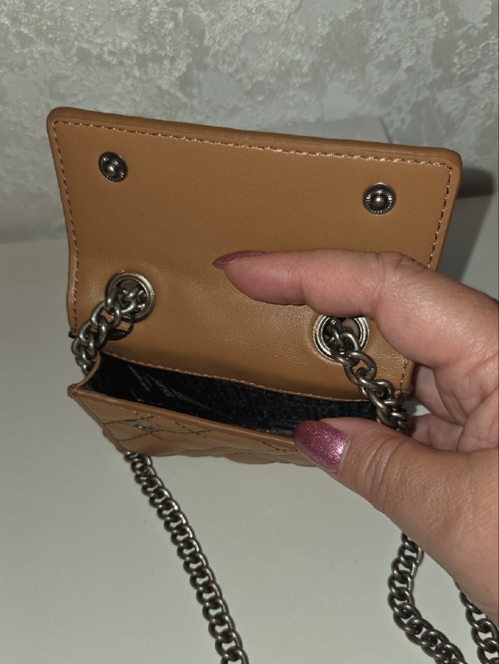 Kurt Geiger Quilted Camel Mini Chain Crossbody Bag - Picture 5 of 5